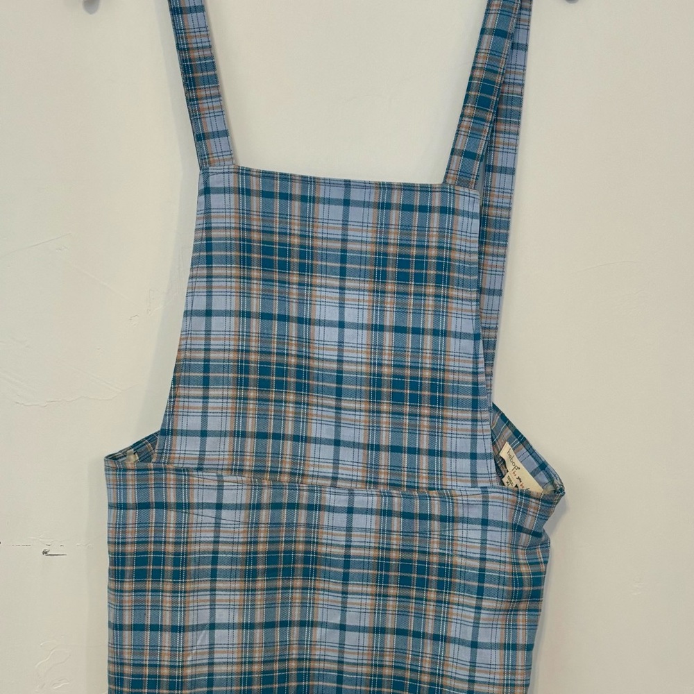 Plaid Blue and Tan Overalls
